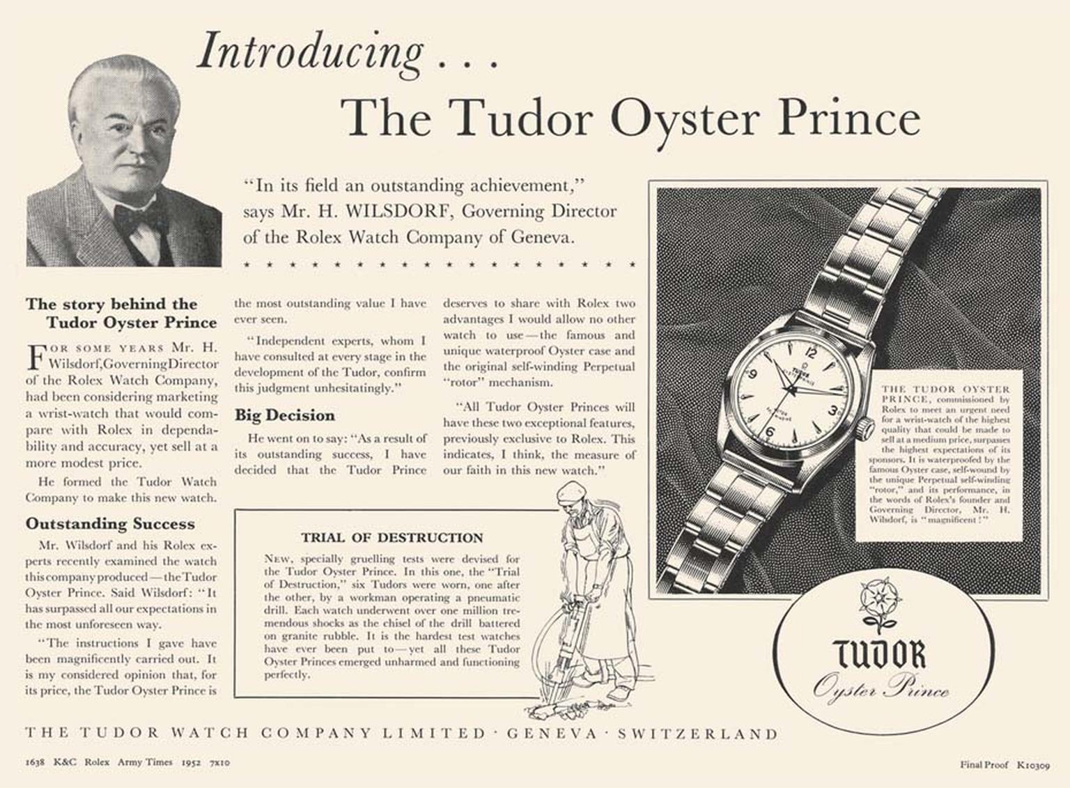 Hans Wilsdorf founder of Rolex launched Tudor watches as a